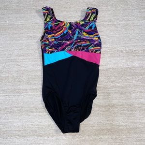 Danskin girls colorful patterned gymnastics leotard